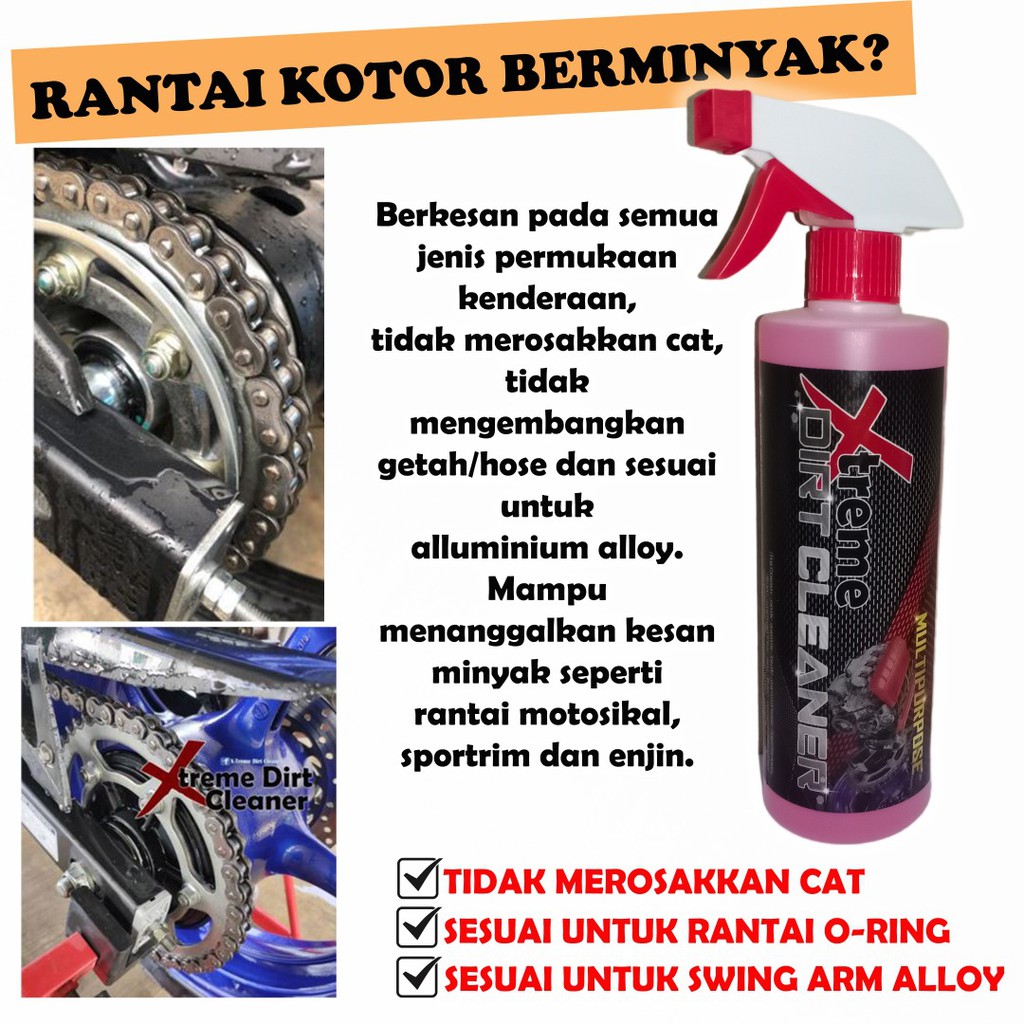 Xtreme Dirt Cleaner 500ml - Bike Chain Cleaner/Engine Cleaner/Sportrim Cleaner