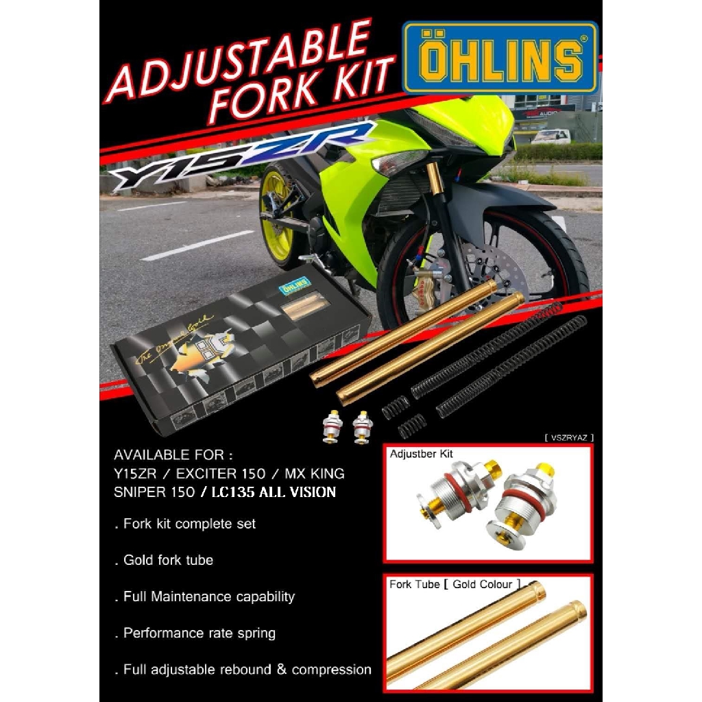 OHLINS FORK TUBE KIT YAMAHA LC 135 V1V6 Y15 Y15ZR / EXCITRD150