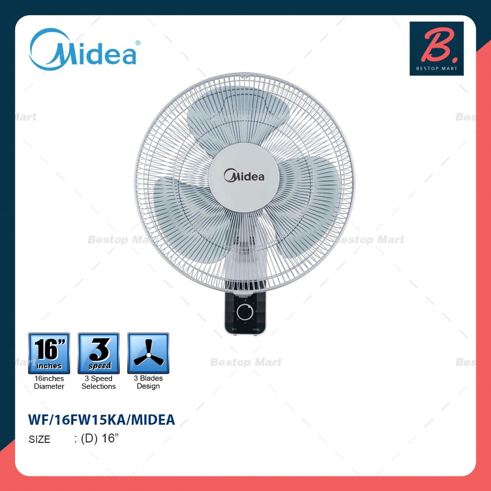 Midea Mf 16fw15ka 16 Grey Pully Wall Fan Shopee Malaysia