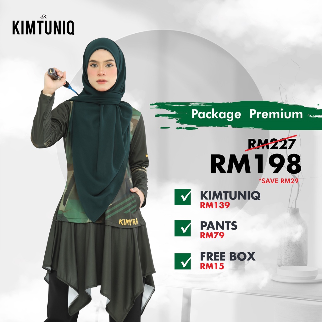 Kimyra Pakej Set Premium - Kimtuniq Perwira Jersey Muslimah Swimming Hiking Attire Modest Activewear Outdoor activities