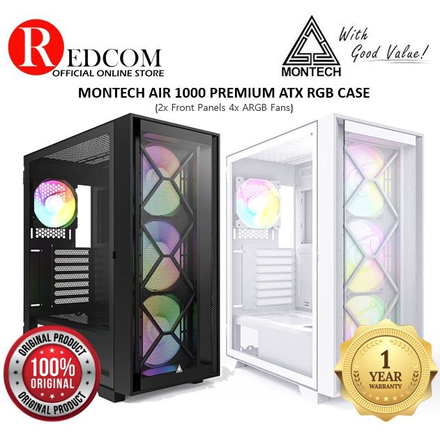 Montech AIR X ATX Gaming Case Black / White - ATX Case /Tempered Glass ...