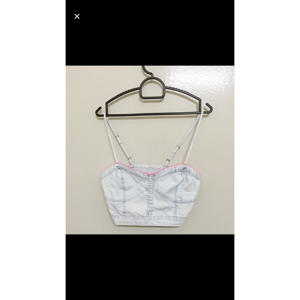 american eagle denim crop top