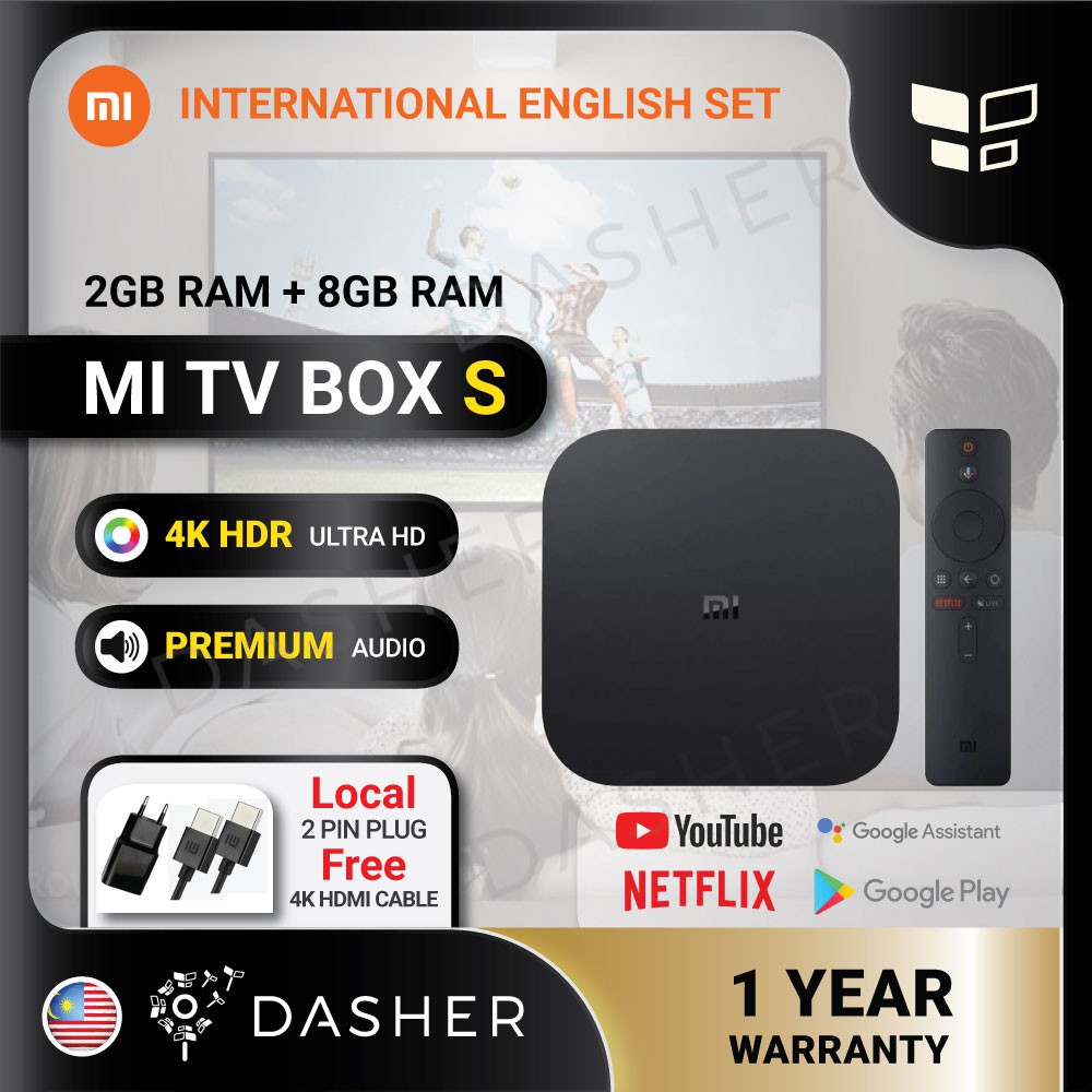 Xiaomi Mi Box S 4k Hdr Android Tv Box With Google Assistant Media Player Android 9 0 Mibox S Global Version Shopee Malaysia