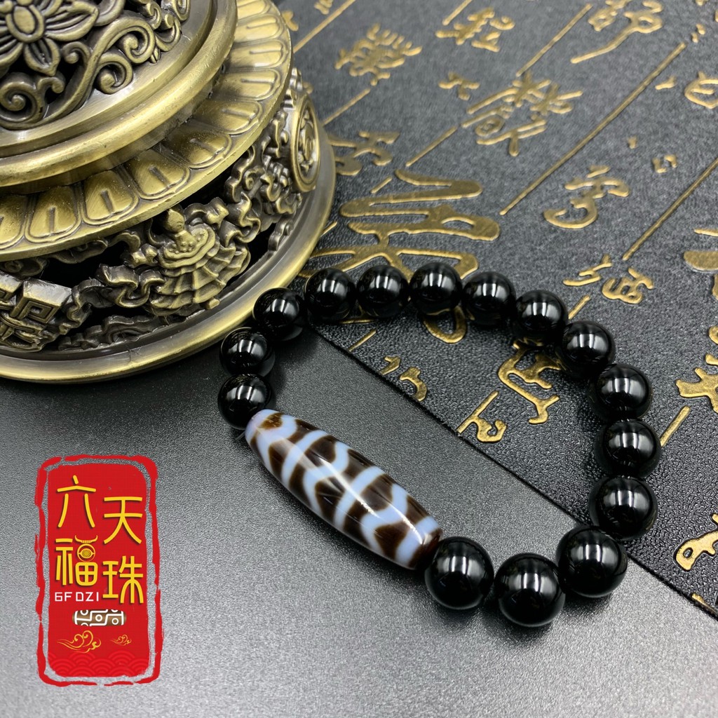 六福天珠6F Dzi 】水纹新天珠（单颗新天珠/黑玛瑙手串） | Shopee Malaysia