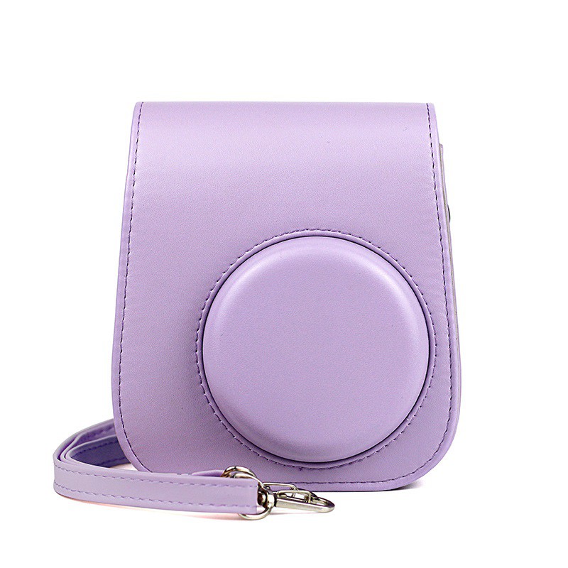 Pink Blummy PU Leather Camera Case Compatible with Fujifilm Instax Mini 11 Instant Camera with Adjustable Strap and Pocket 