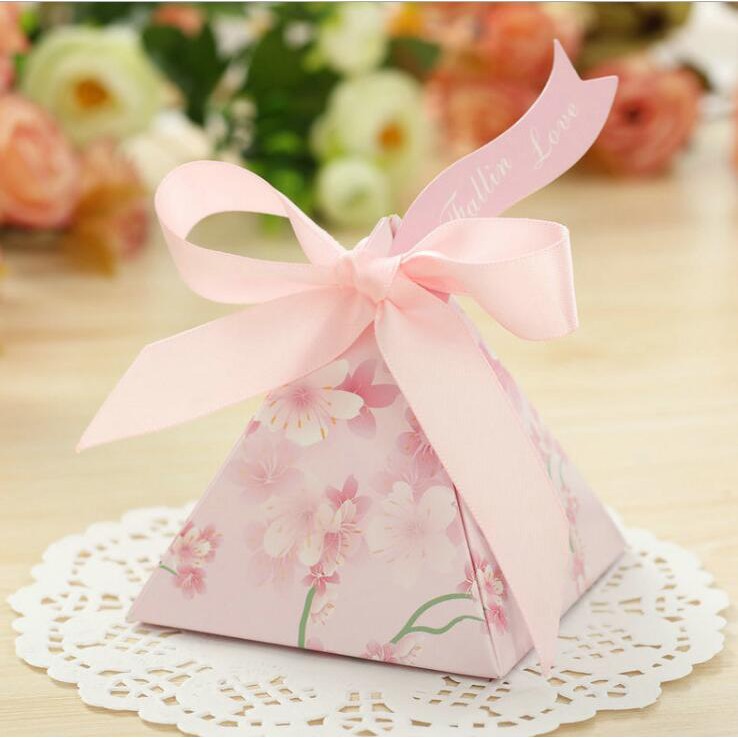 50pc Japanese Pyramid Cherry Blossom Sakura Wedding Favor Box Party 