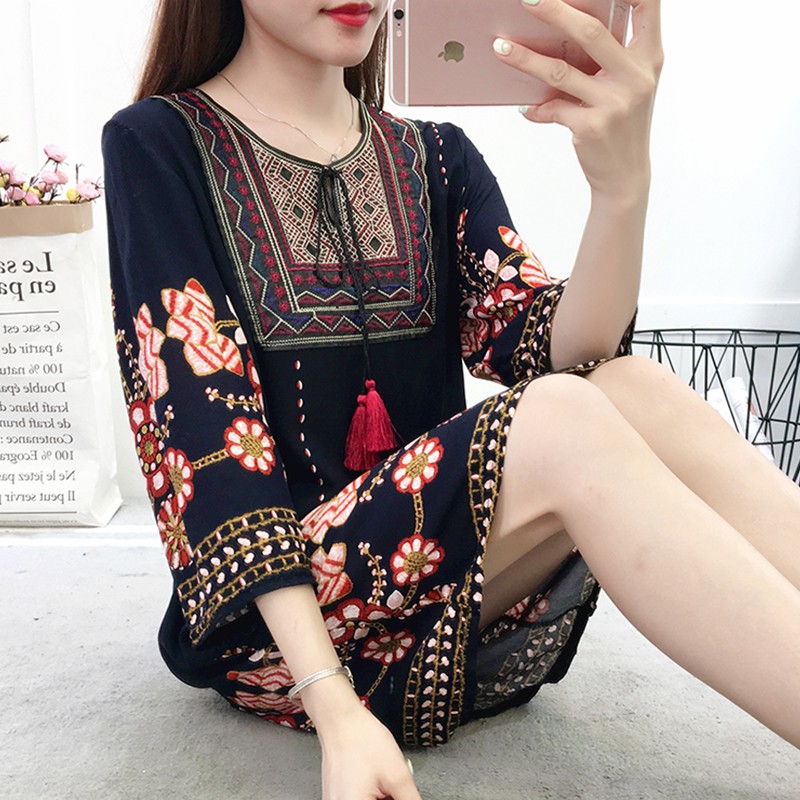 bohemian knee length dress