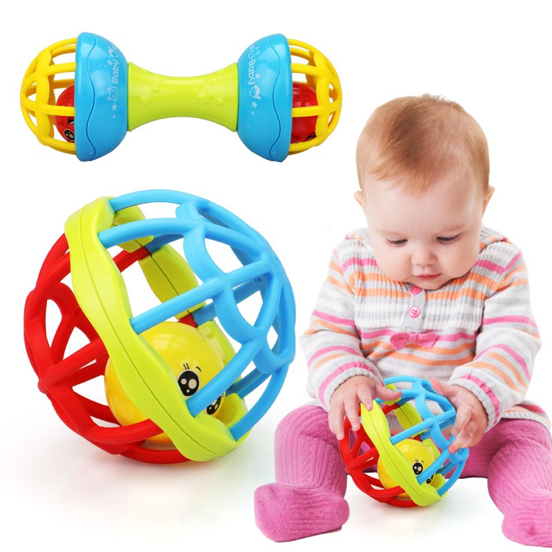  Mainan  Rattle Teether Bayi  Bentuk Bola Bahan Plastik BPA 