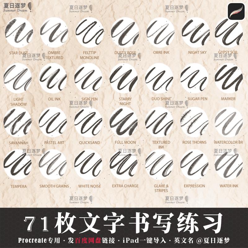 Buy Procreate笔刷71枚文字书写练习排版ipad一键导入z17广告设计背景原创素材 Seetracker Malaysia