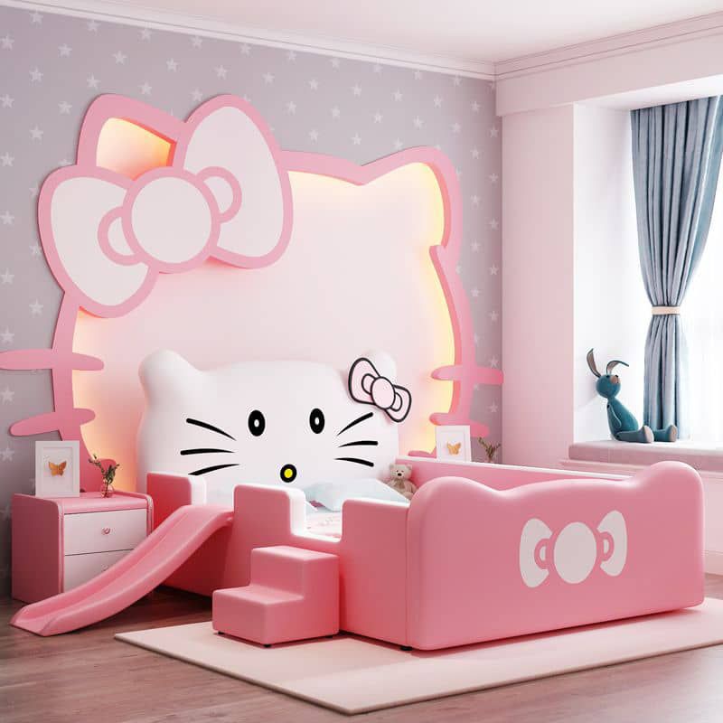 [PRE ORDER] Kids Bed Hello Kitty With Slide Children's Bed Solid Wood ...