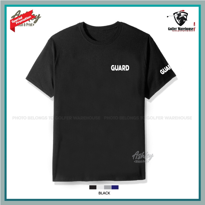 T Shirt Round Neck Guard Security Mall Company Factory Community Baju Lelaki Office Service Uniform Embroidery Jahit