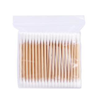 100pcs Double Headed Cotton Swab Buds Wooden Stick Buds Disposable Non ...