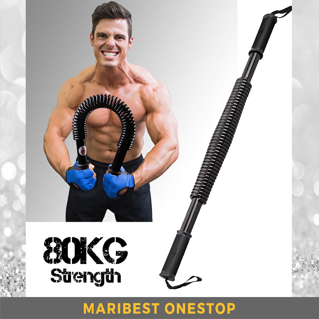 80KG Power Twister Spring Bar Resistance Bar Bend Bar Chest Arm Strength Training