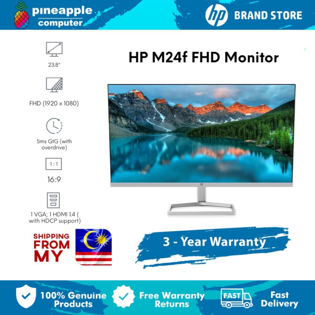 HP M24f FHD Monitor (2E2Y4AA) 23.8" Inch FHD (1920 x 1080) IPS Display 5ms GtG (with