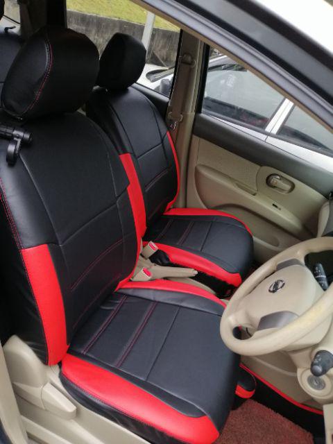 Car Seat Cover Case Semi Leather Red Black Nissan Grand 