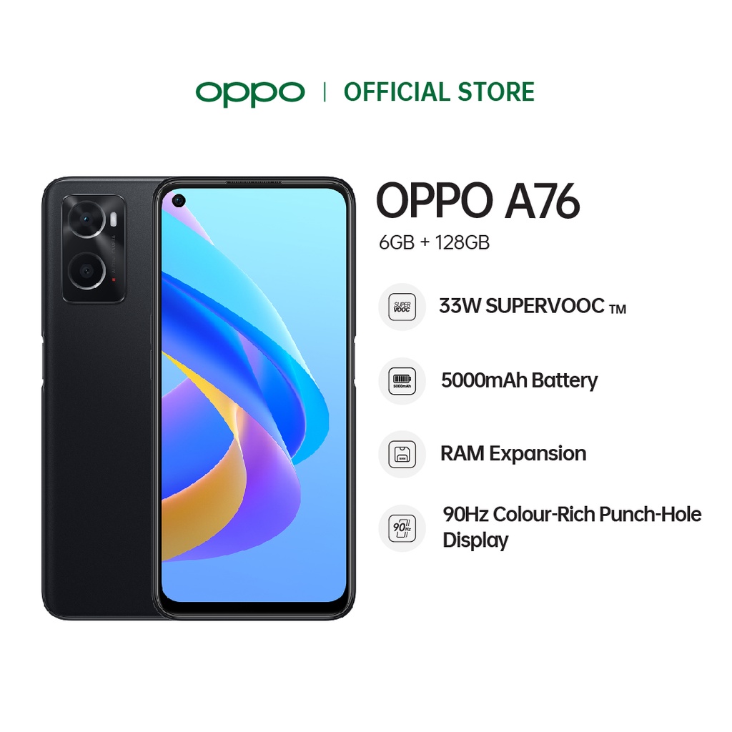 OPPO A76 Smartphone | 6GB+128GB | Qualcomm Snapdragon 680 4G | 5000mAh Battery | Effortless Experience, Efficient Life | Shopee Malaysia