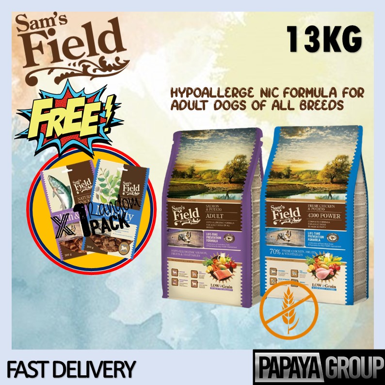 Buy Sam S Field Low Grain Dog Food 13kg Adult Chicken Adult Salmon Sams Field Free Sam S Field Dog Snack X1 Pack Seetracker Malaysia