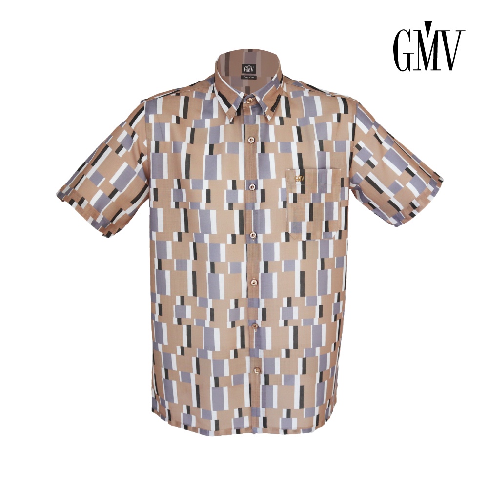 GMV MEN SHORT SLEEVE PRINTED CHECKS SHIRT - GM42201B221