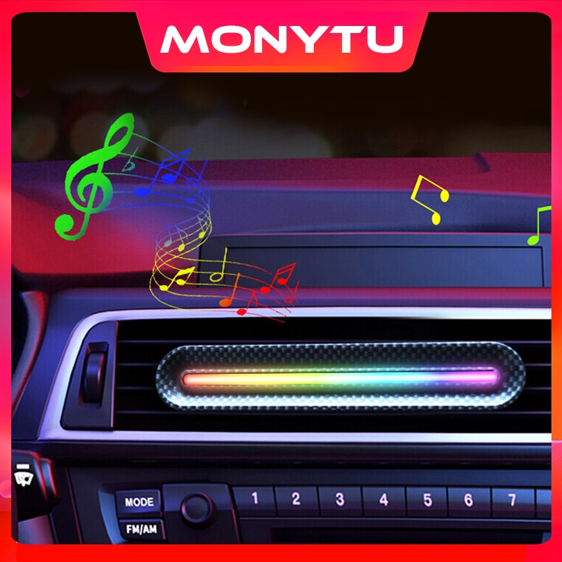 Car Perfume Air Freshener RGB Led Music Rhythm Light Air Conditioner Outlet Perfume Clip，Music Rhythm Ambient Light Car Interior Modification Product Accessories