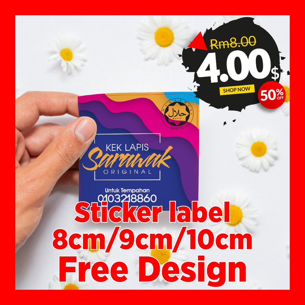 FREE DESIGN! Sticker label produk/ sticker label murah 8cm/9cm