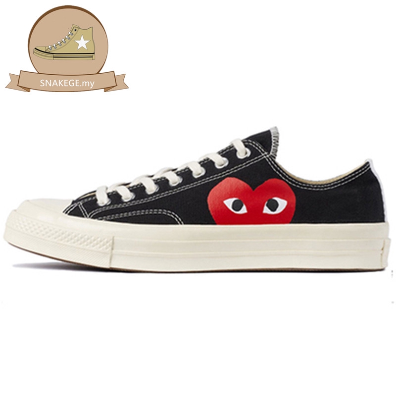Classic Converse Comme Des Garcons Cdg Play 1970s Black Low Cut Lovers Canvas Shoes Women Men Unisex Outdoors Sports Shoes Platform Shoes Shopee Malaysia