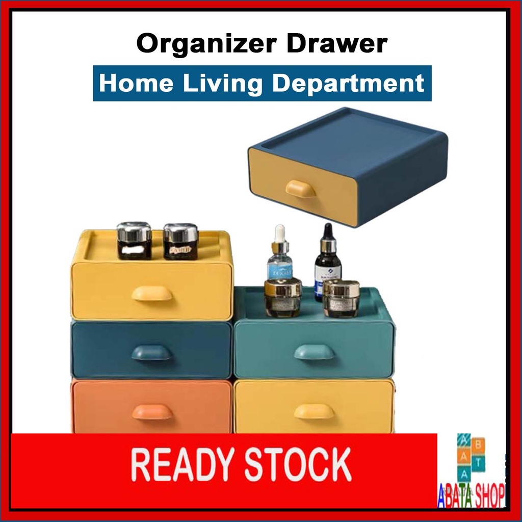 ABATA Plastic Storage Organizer Drawer Stackable Desktop Organization Drawers for Makeups