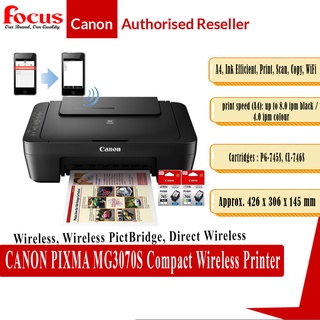 Canon Pixma Mg3070S Compact Wireless Printer All-In-One  With Low-Cost Cartridges Color Printer - Wifi Direct Print