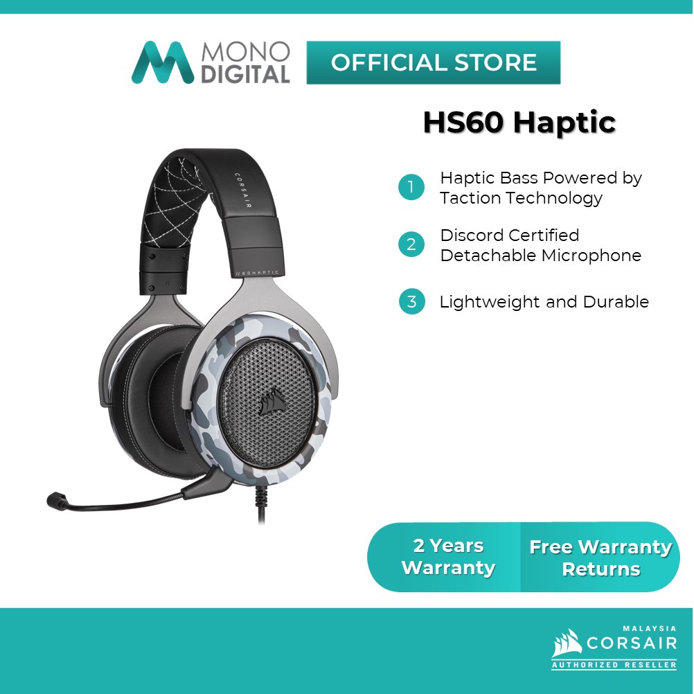 CORSAIR HS60 Haptic Stereo USB Wired Gaming Headset with Haptic Bass CA-9011225-AP