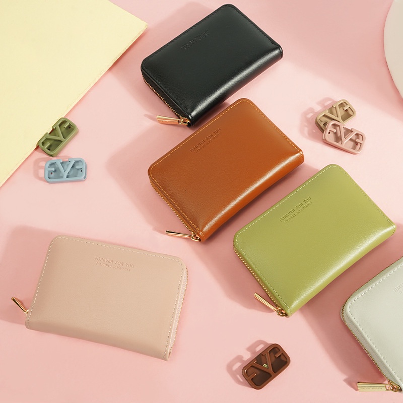 Women Large Capacity Short Coin Purse Ladies Portable Solid Color Card