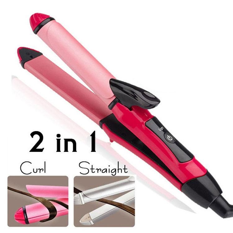 2 in 1 Hair straightener and curler - Magic hair iron clip ...