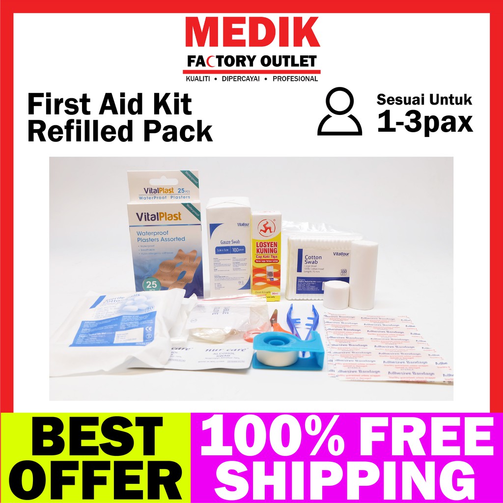 First Aid Kit Refilled Pack Pek Isi Semula Peti Pertolongan Cemas Shopee Malaysia