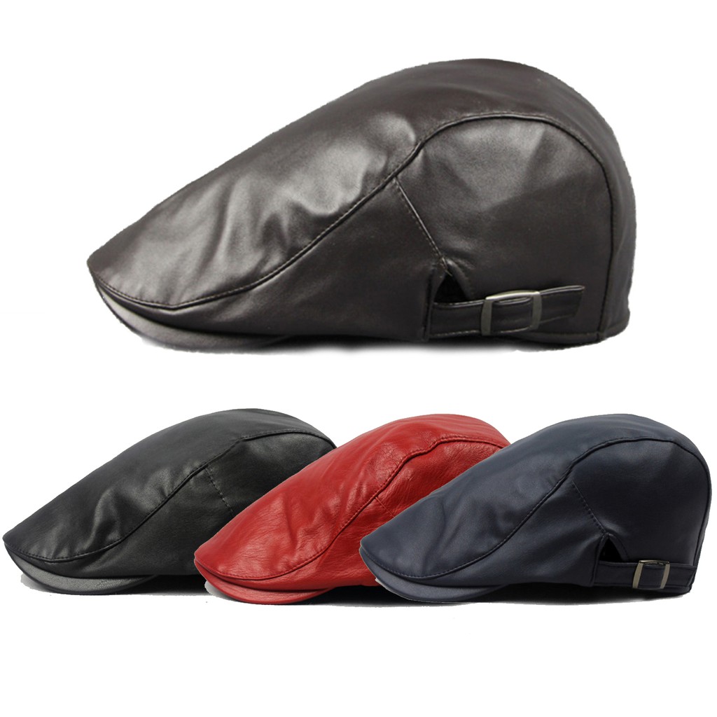 leather cabbie hat