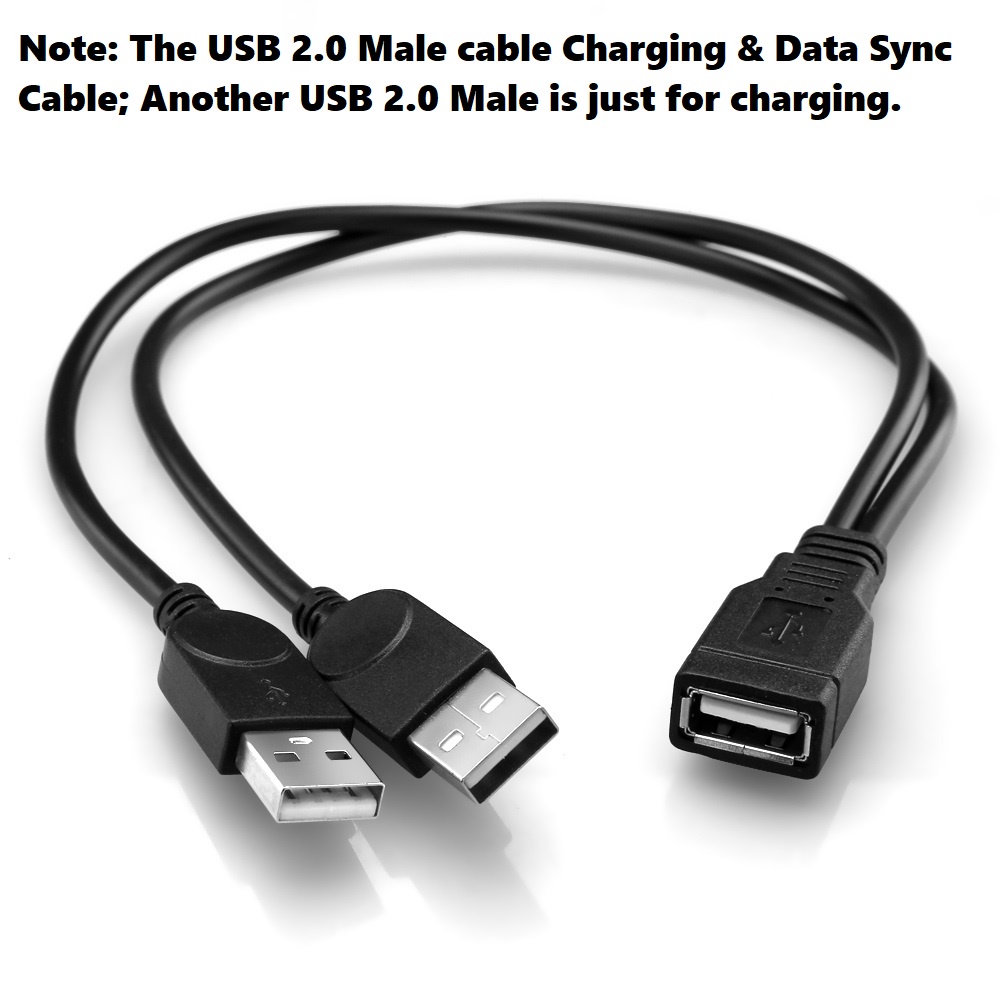 DUAL USB 2.0 male To  Female Y-Splitter Data Sync Charging Extension Cable