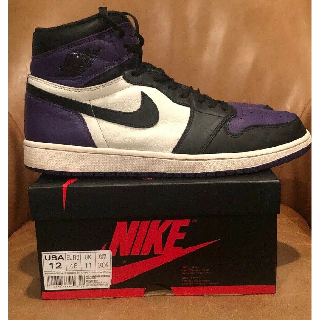 jordan 1 court purple size 12