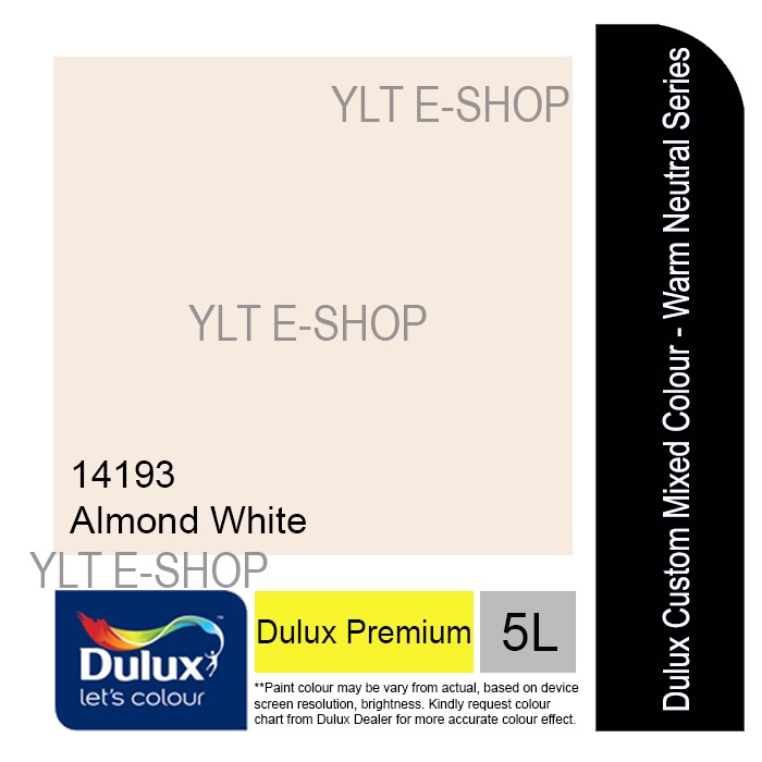 Dulux Premium 5L 14193 Almond White Easy Clean/ Ambiance PearlGlo