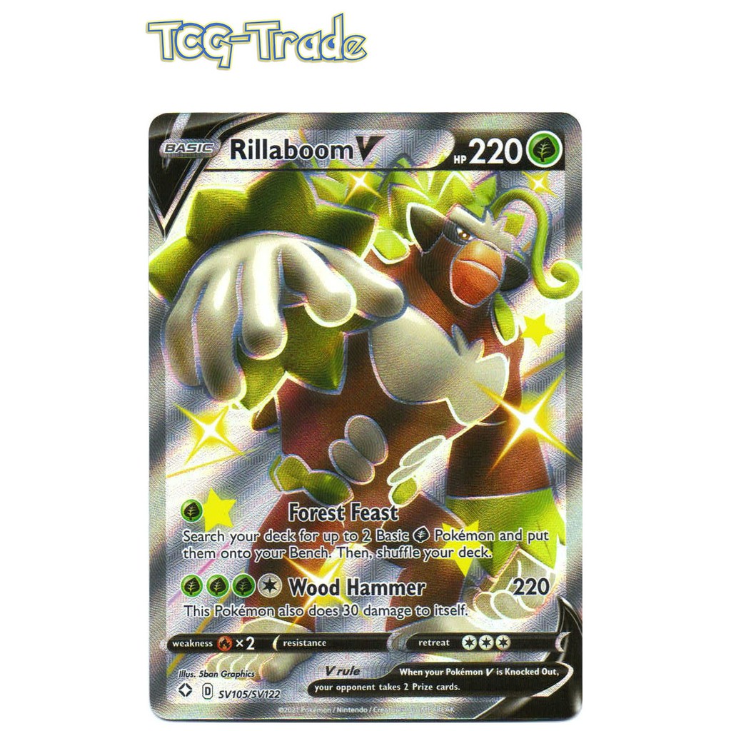 Pokemon Tcg Singles Ss4 5 Shining Fates Sv105 Sv122 Rillaboom V Shiny Rare V Pokemon Card Shopee Malaysia