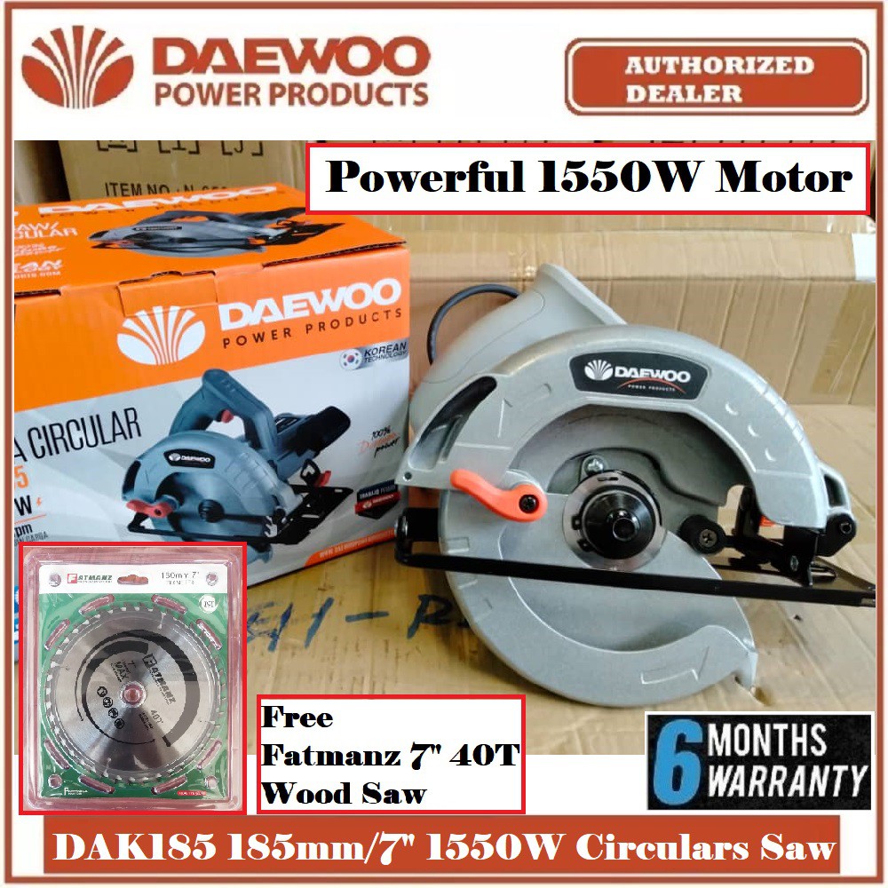DAEWOO 185mm/7" Electric Circulars Saw 1550W DAK185 Free Fatmanz 7