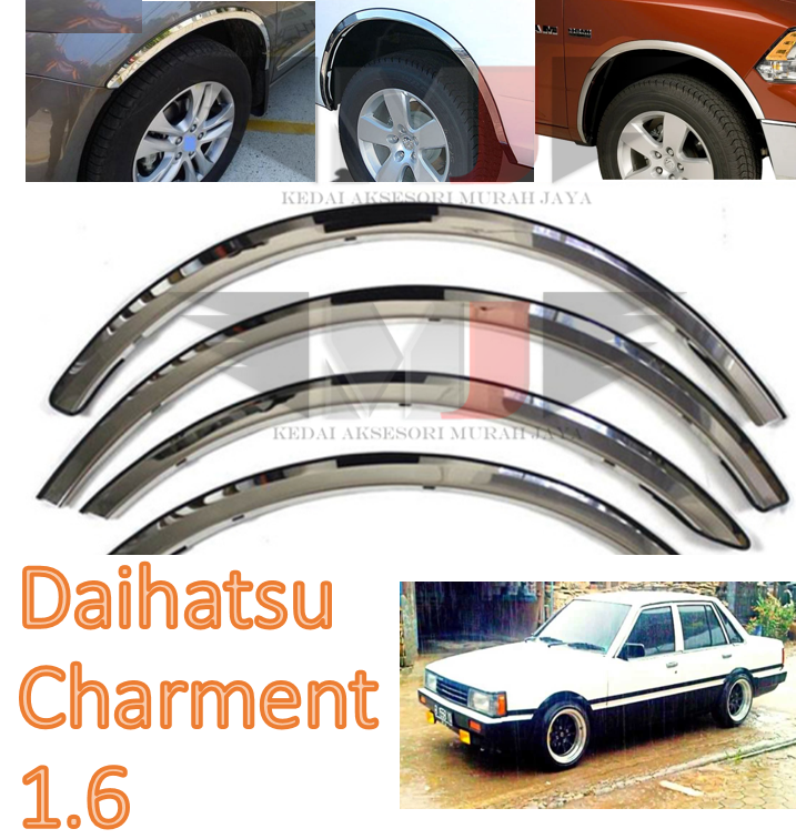 Daihatsu Charment 1.6 Fender Arch Trim Stainless Steel Chrome Garnish With Rubber Lining ender Arch Trim Stainless Steel