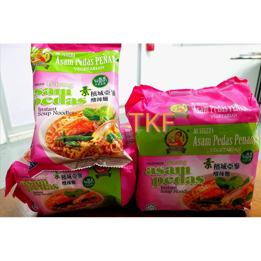素槟城亚参酸辣面 Nyor Nyar Vegetarian Penang Asam Pedas Instant Soup Noodles 4x105g