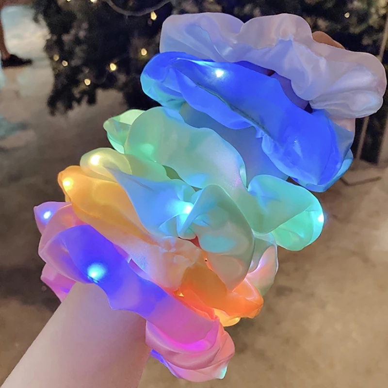 Details about   Luminous LED Hair Scrunchies Elastic Hair Bands Halloween Scrunchie Hairband New