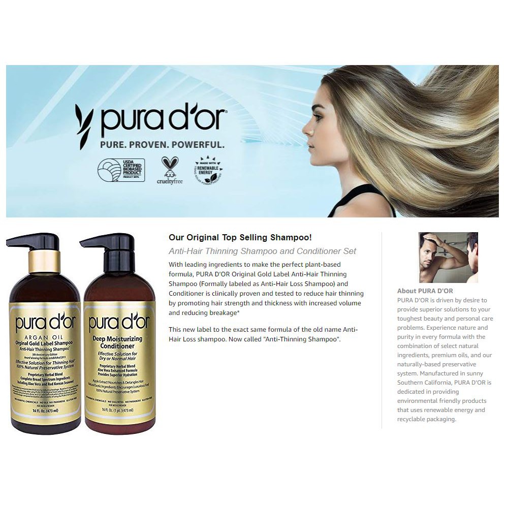 Pura D Or Original Gold Label Anti Thinning Shampoo Deep