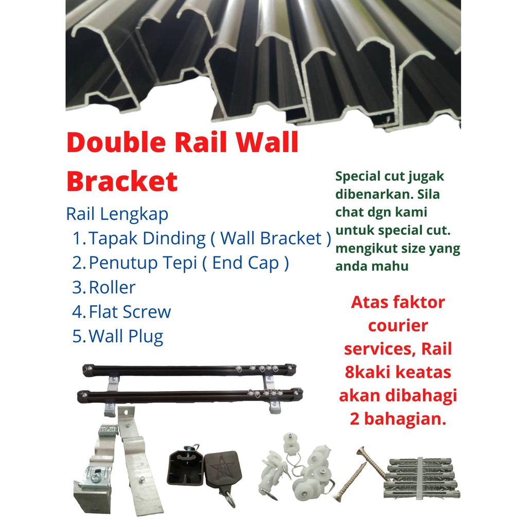 {Murah} Double Rail Super DOSO Curtain Track Rail Langsir Wall