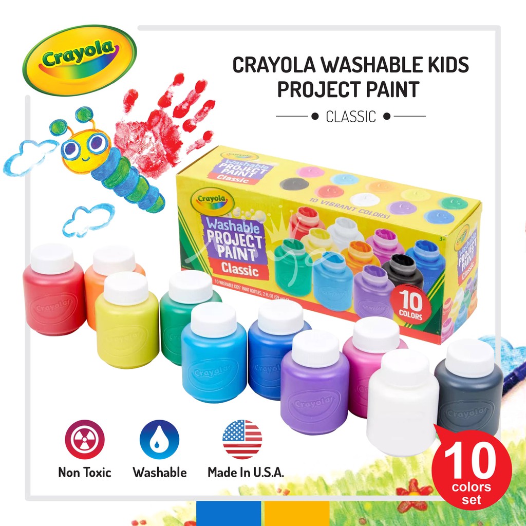 CRAYOLA WASHABLE KIDS PROJECT PAINT CLASSIC 10 COLORS Shopee Malaysia