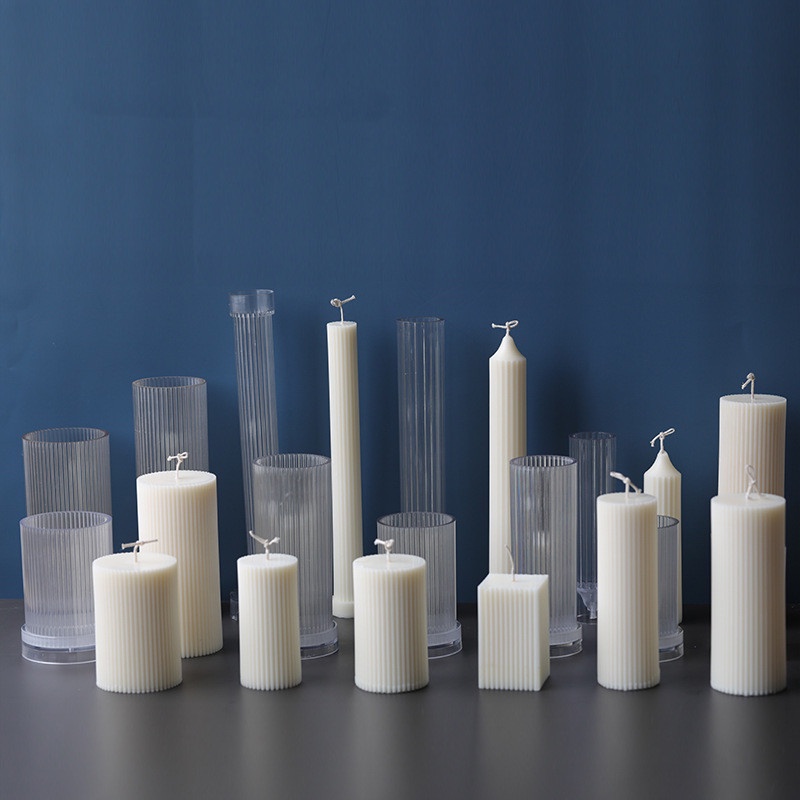 DIY Vertical long pole striped Cylindrical Acrylic Candle Mold Homemade Aromatherapy Tool Candle Mold