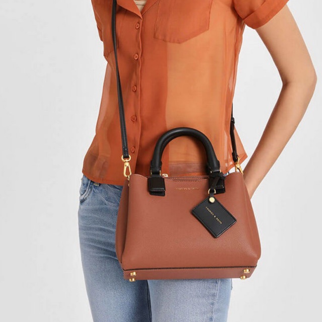 charles and keith structured top handle bag