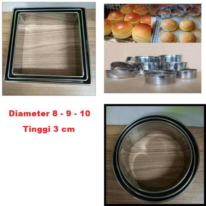 [Raya 2024] Ring cutter Round Bread Dough cutter Mold stainless Box diameter 6 7 8 9 10 11 12 cm