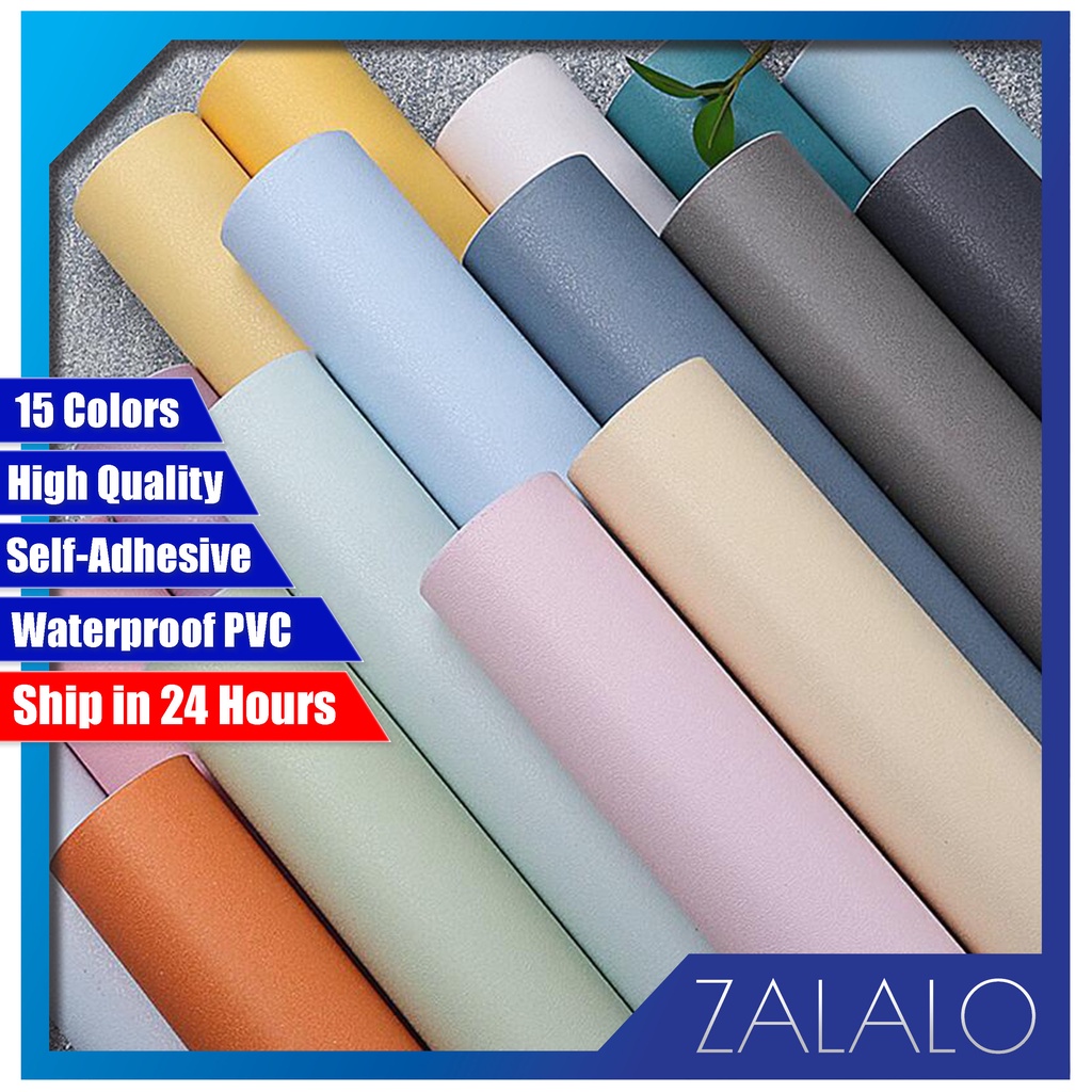 ZALALO Moden Tebal Macaron Kertas Dinding Vinyl Wallpaper Self-Adhesive Buka &Tampal Perabot Kabinet Dinding Home Decor