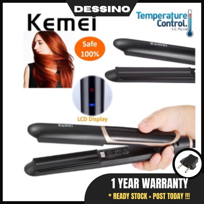 DESSINO KEMEI KM-2219 Infrared Ceramic Thermostatic Coating 2 IN 1 Hair Styling Tools Wet / Dry Hair Straightener