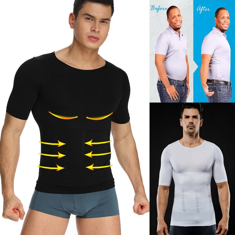 Men Slimming Body Shaper Posture Corrector Vest Abdomen Compression Slim T Shirt Tops Shopee Malaysia