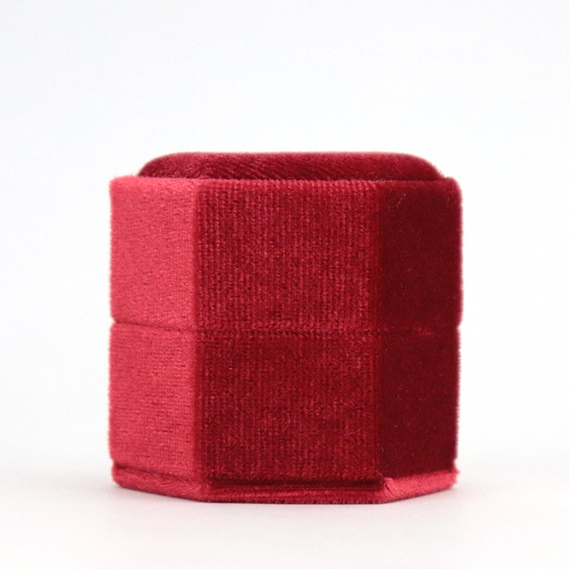 Velvet Hexagonal Jewelry Box Retro Silk Cloth Ring Box Fashion Jewellery Storage_voghion.com